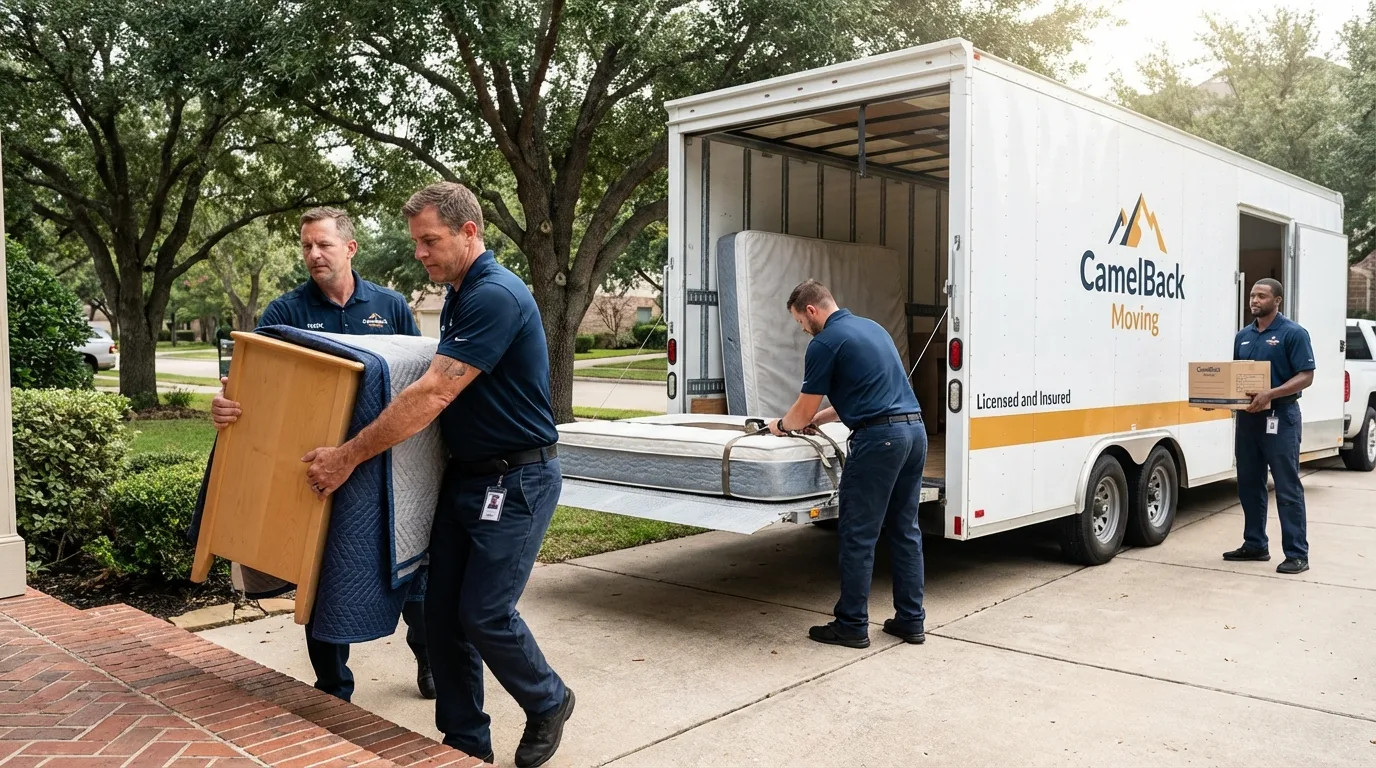 Crew loading residential truck for cross-state move from Spencer, MA