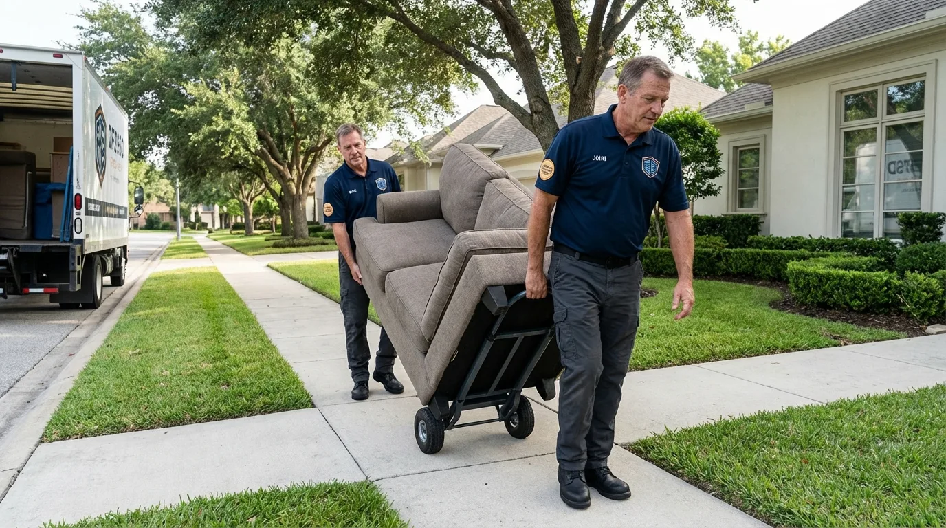 Local residential moving crew loading furniture in Spencer, MA